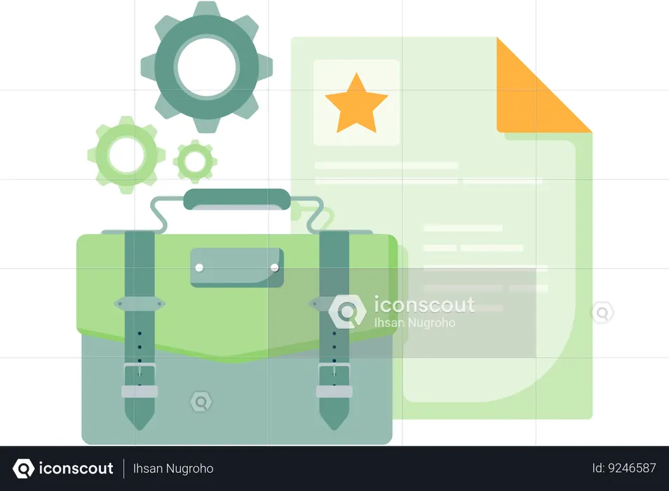 Briefcase and document  Illustration