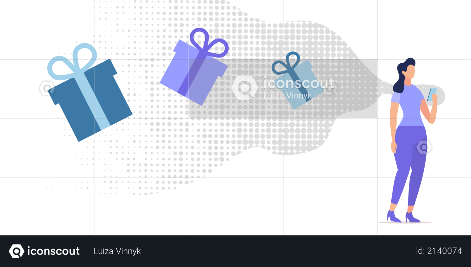 Bright Flyer Choosing and Shaping Gift Online Illustration