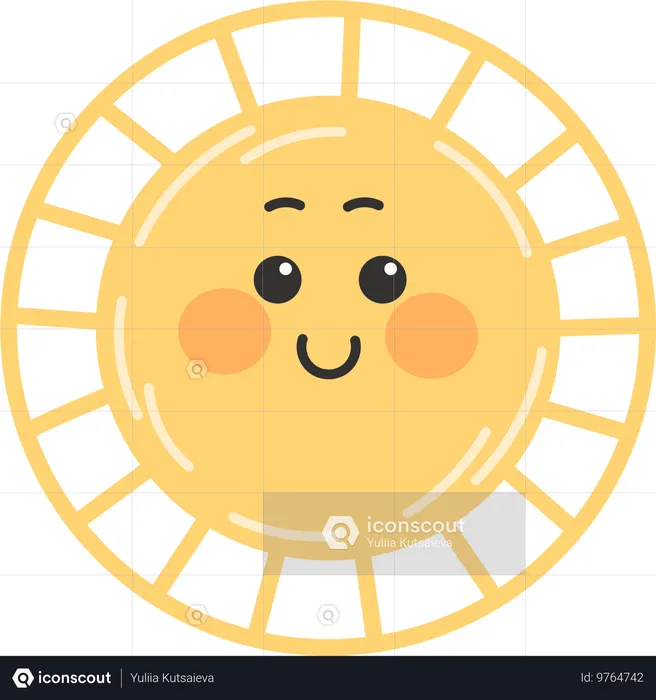 Bright Sun With Face  Illustration