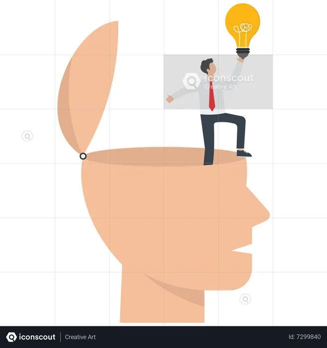 Brilliant thoughts in a smart head  Illustration