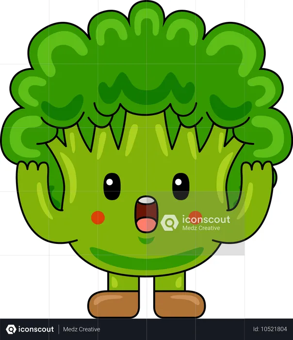 Broccoli Mascot with hands up  Illustration