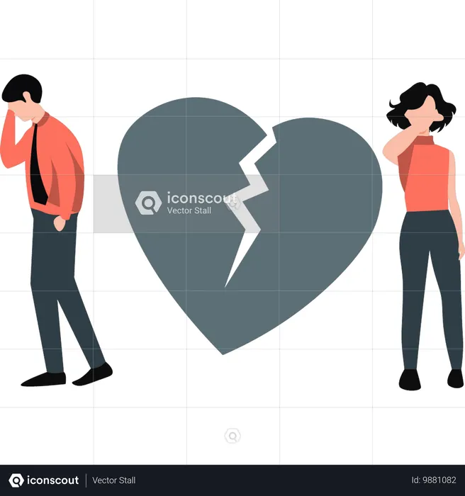 Broken couple standing together  Illustration