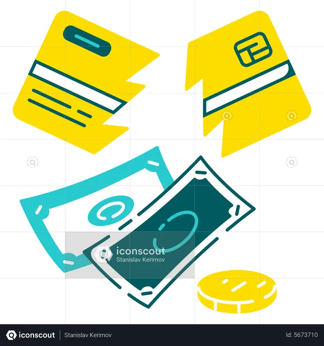 Broken Credit Card  Illustration