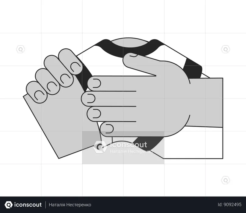 Broken knee in brace  Illustration