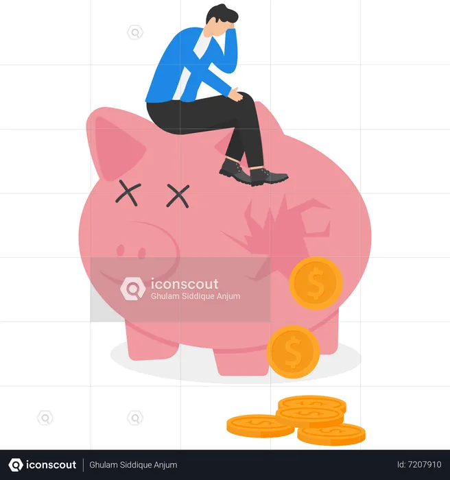 Broken piggy bank  Illustration