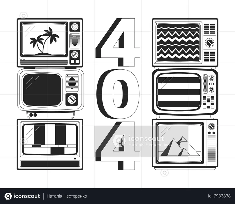 Broken tv no signals error 404  Illustration