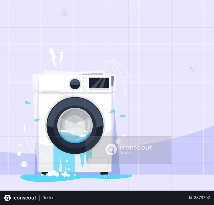 Broken washing machine  Illustration