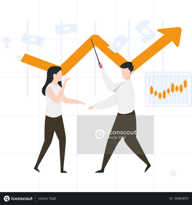 Brokers doing stock market analysis  Illustration