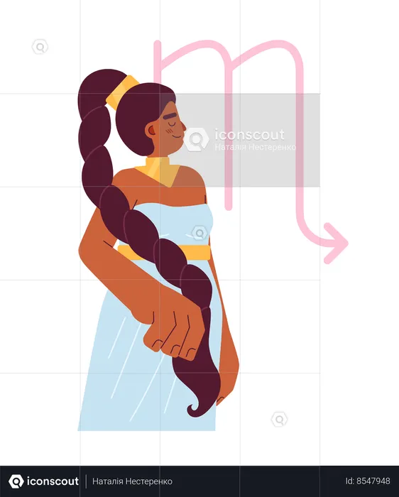 Brunette woman with braid hairstyle  Illustration