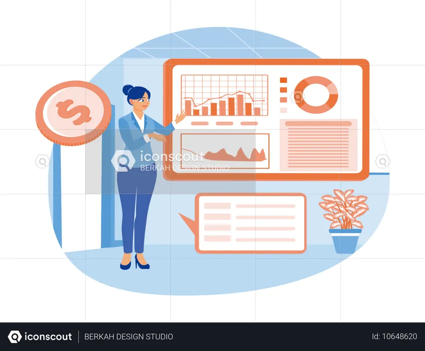 Buchhalter analysieren Finanzdaten von Unternehmen  Illustration