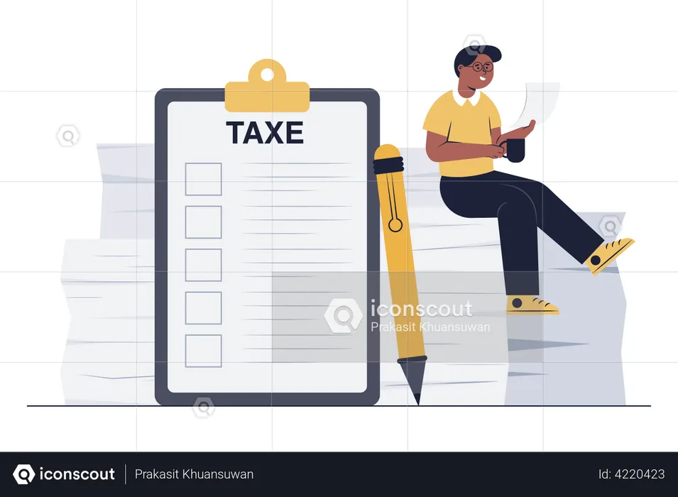 Buchhalter bereitet Steuererklärung vor  Illustration