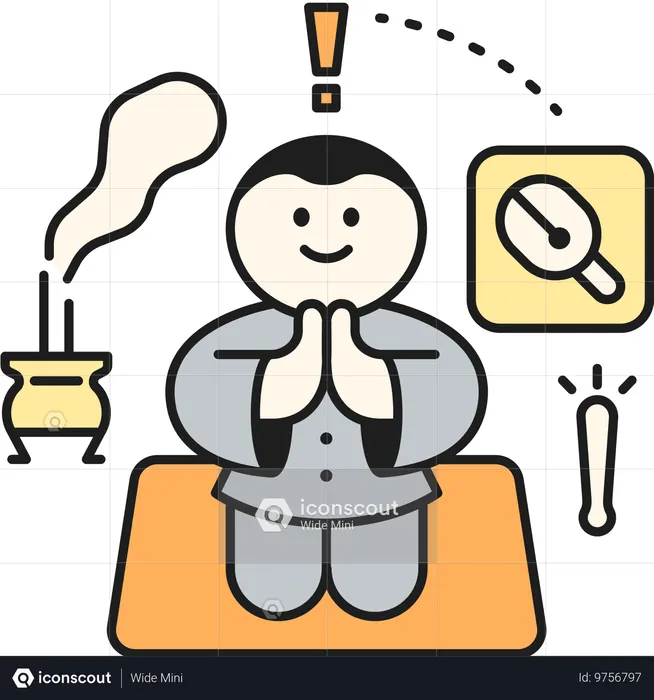 Buddhist man Chanting  Illustration