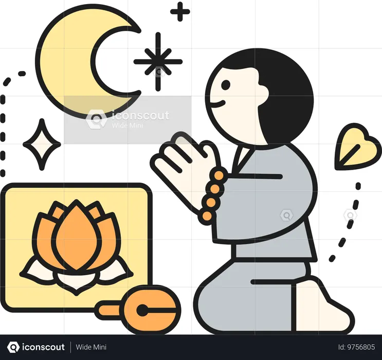 Buddhist man Chanting  Illustration