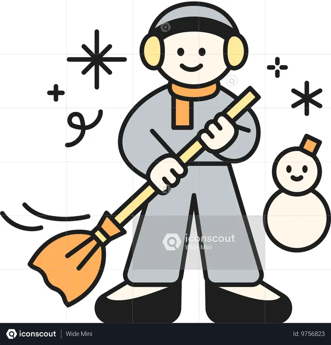 Buddhist man Cleaning  Illustration