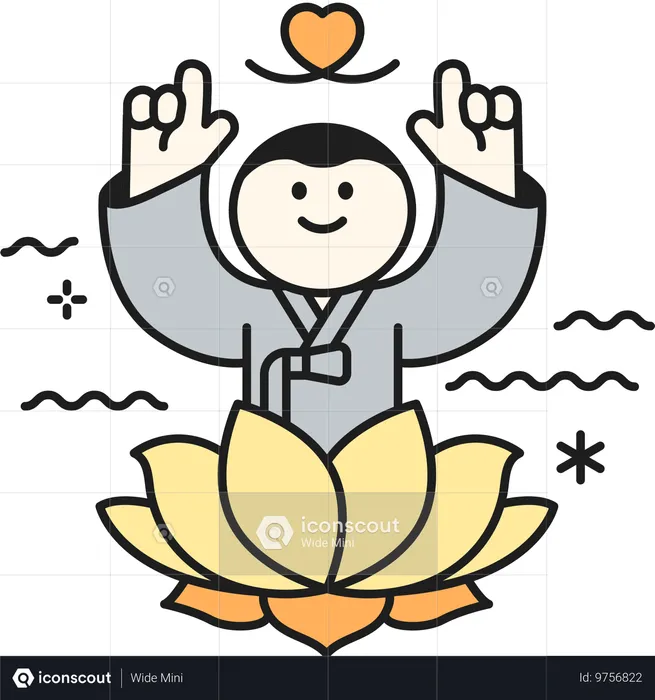 Buddhistischer Junge mit Lotus  Illustration