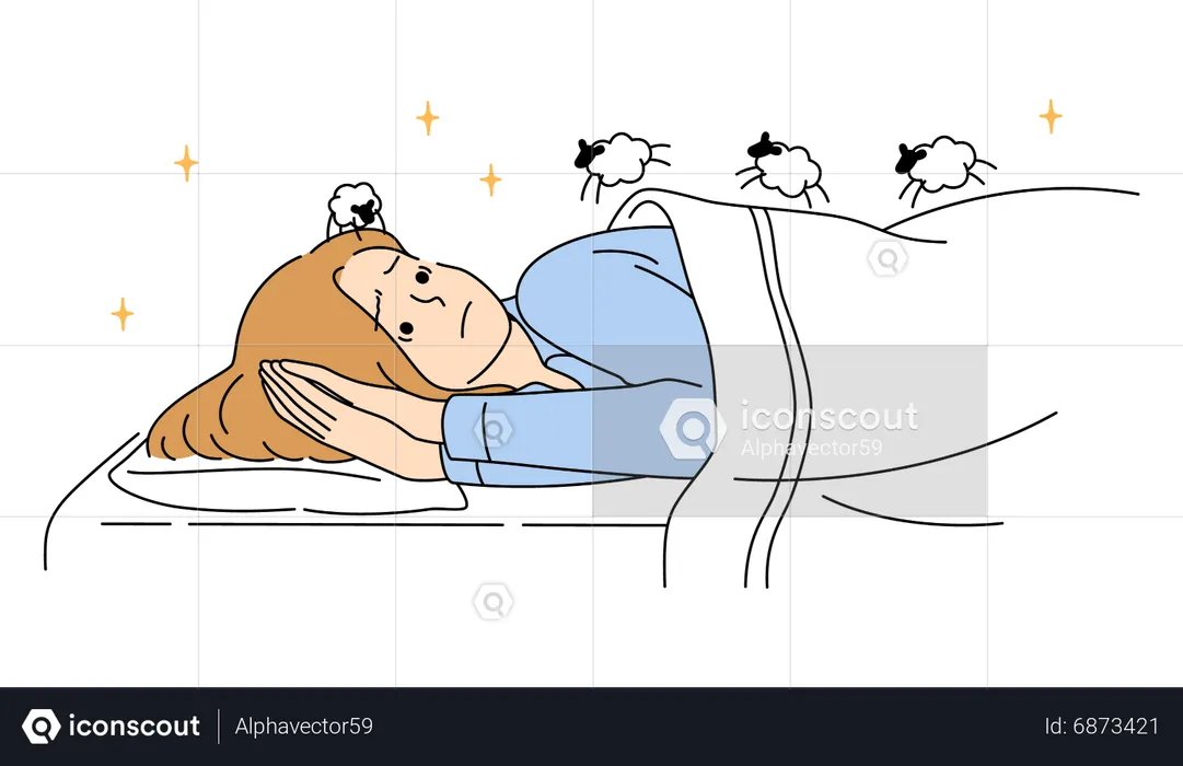 Bug bite woman at night  Illustration