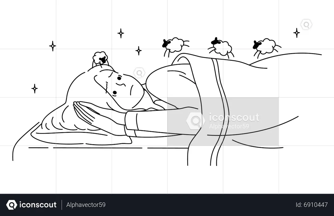 Bug bite woman at night  Illustration