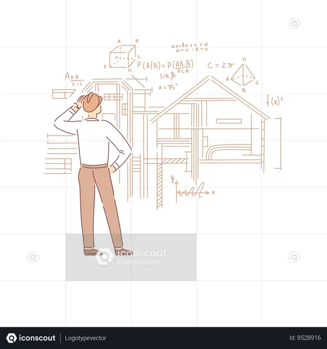 Builder Considering Engineering Solution  Illustration