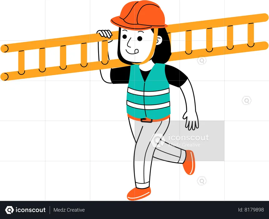 Builder holding ladder  Illustration