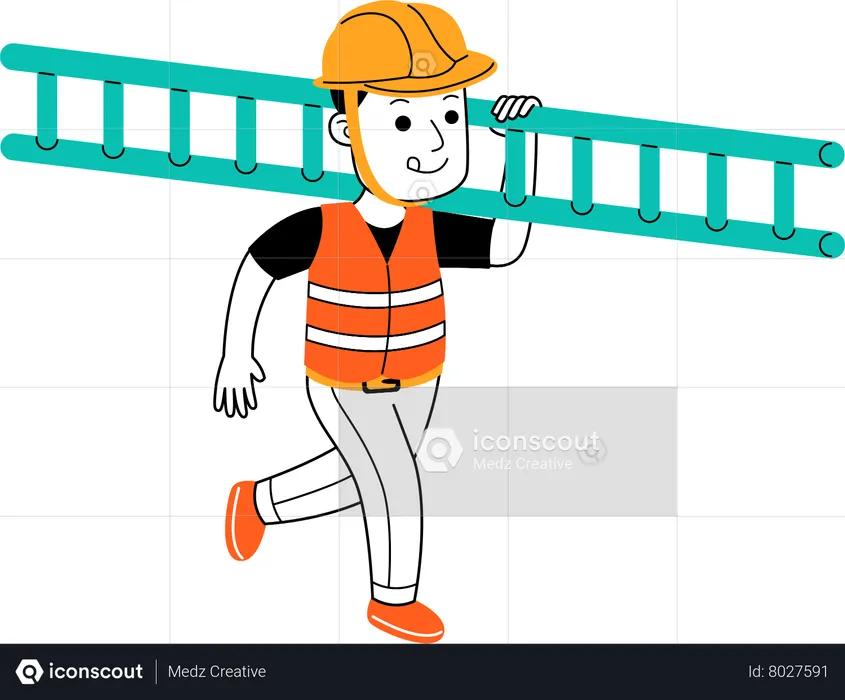 Builder holding ladder  Illustration