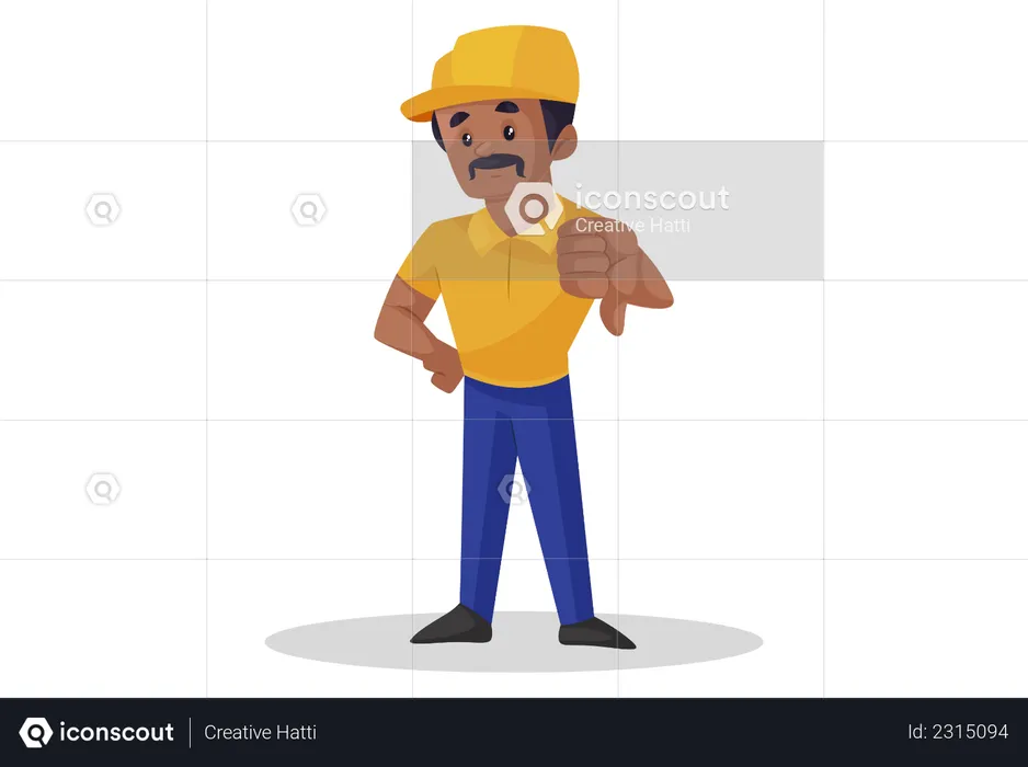 Builder showing thumbs down  Illustration