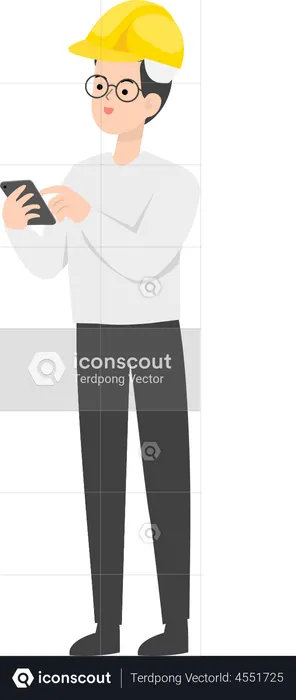 Builder using mobile  Illustration