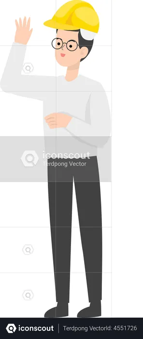 Builder waiving hand  Illustration