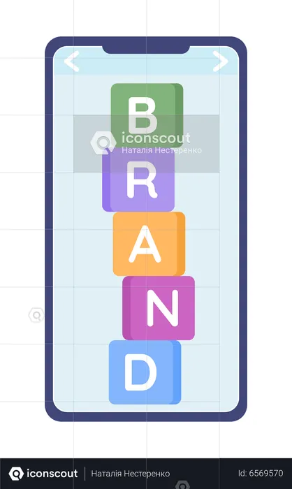 Building brand online on mobile phone  Illustration