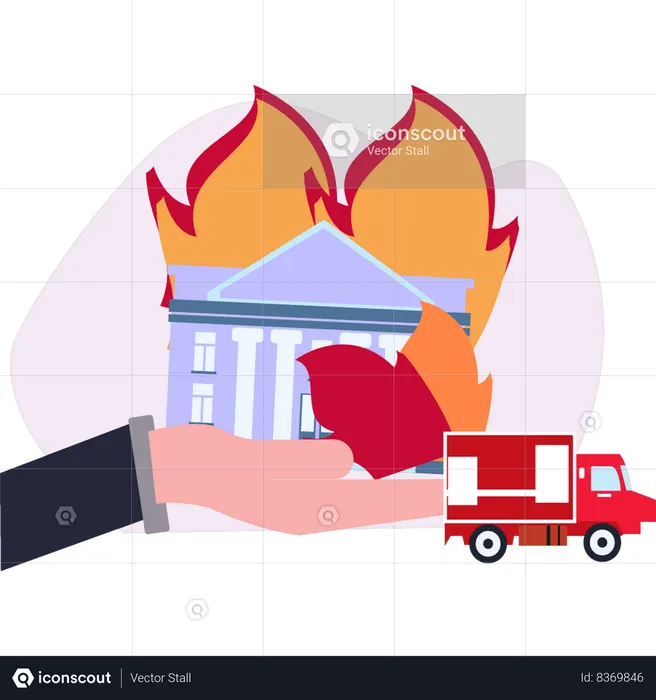 Building is on fire  Illustration