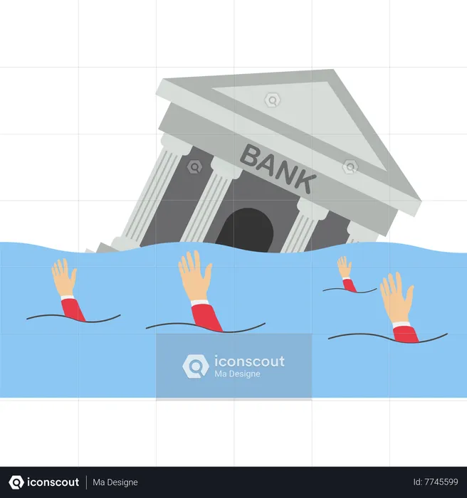 Building of the bank drowning  Illustration