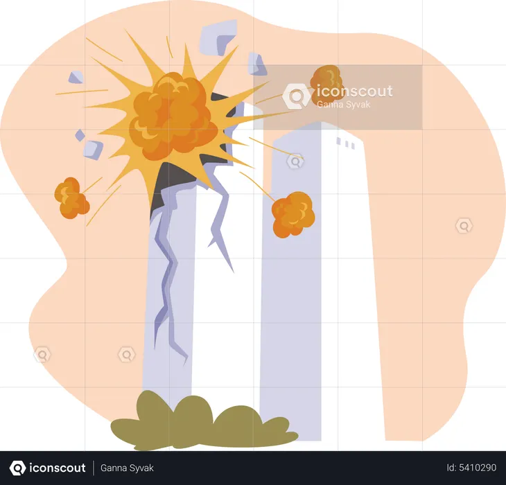 Building Towers under Bomb Explosion  Illustration