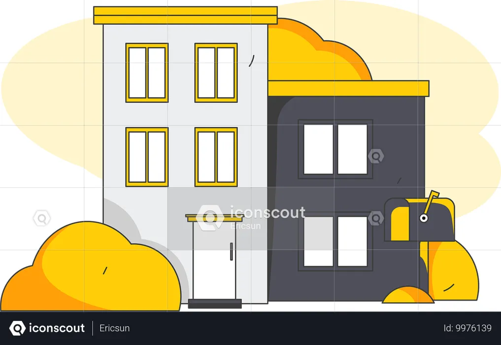 Building with mailbox outside  Illustration