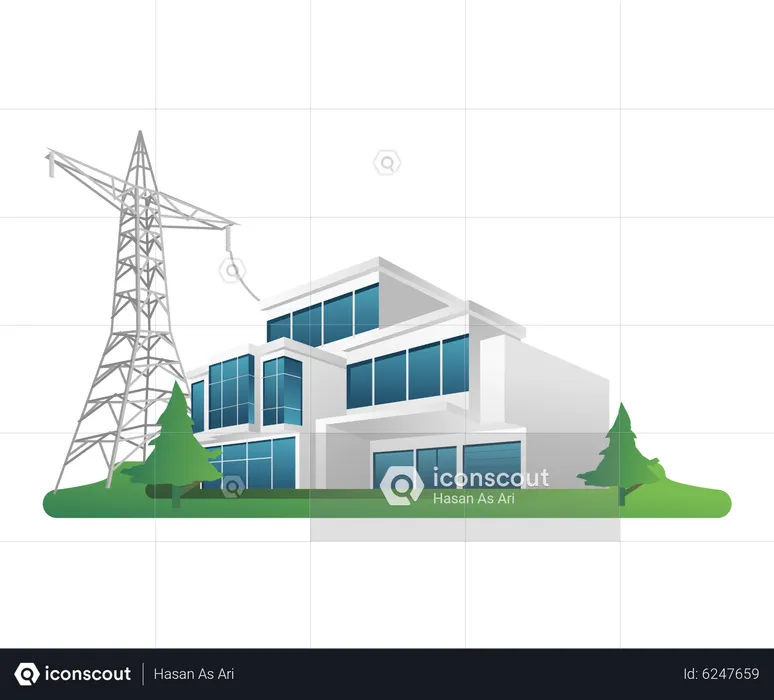 Building with solar electric energy  Illustration