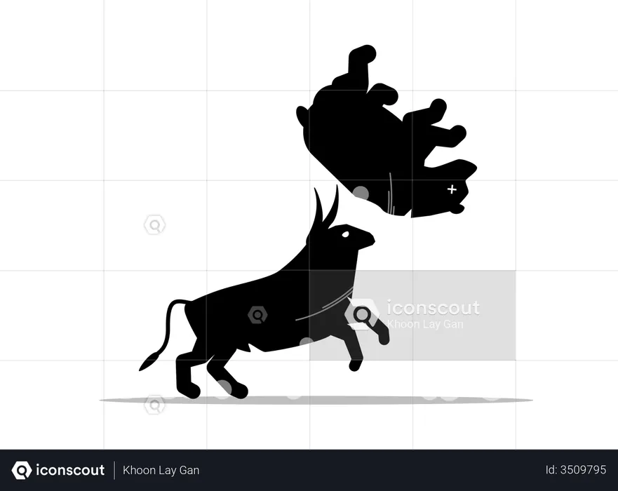 Bull wining stock market competition  Illustration