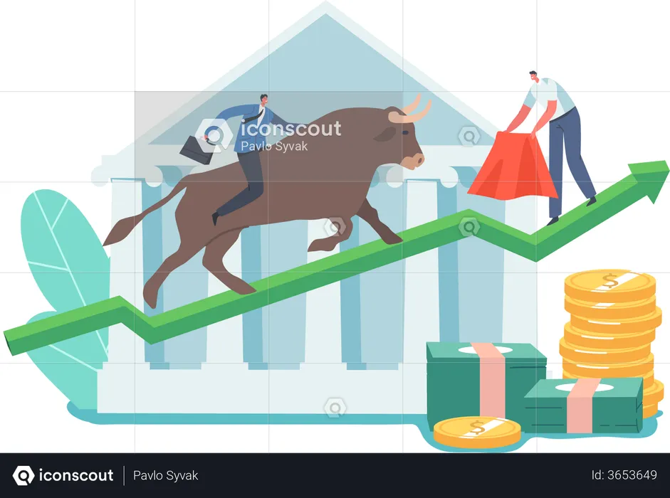 Bullish Stock Market Trading  Illustration