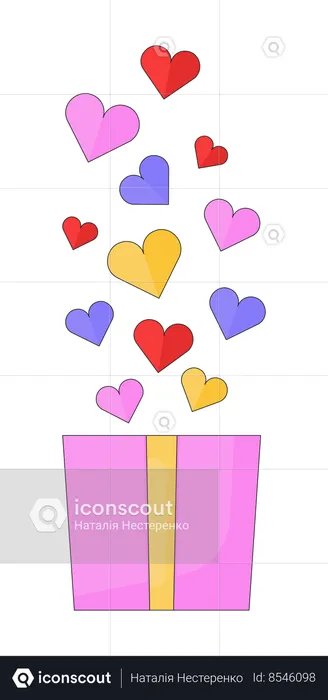 Bunch heart gift box  Illustration