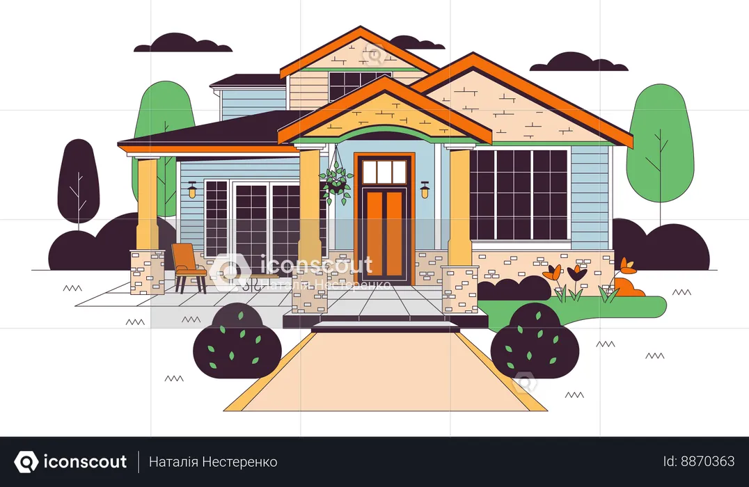 Maison de campagne de plain-pied  Illustration