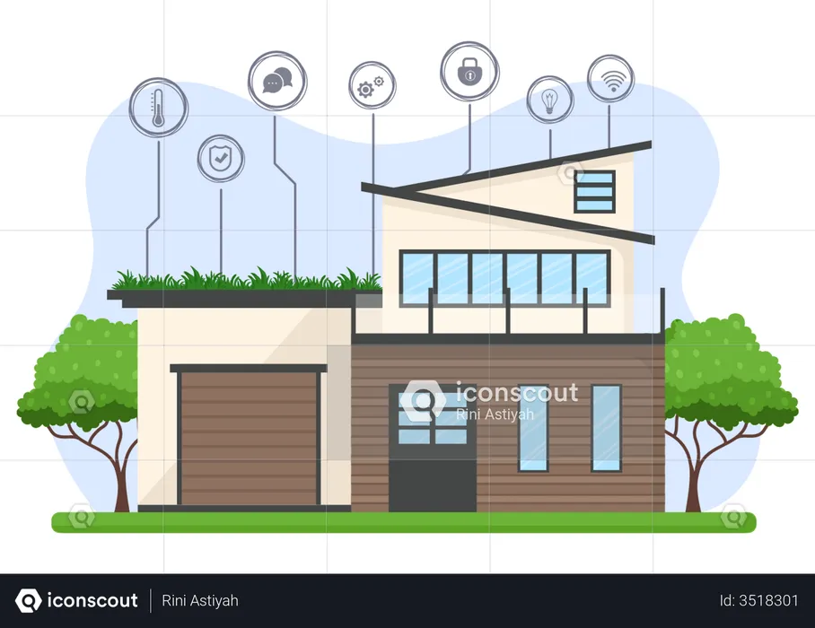 Bungalow with smart equipment  Illustration