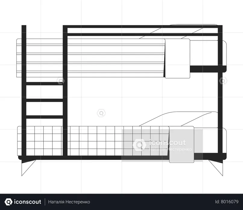 Bunk bed in university dormitory  Illustration