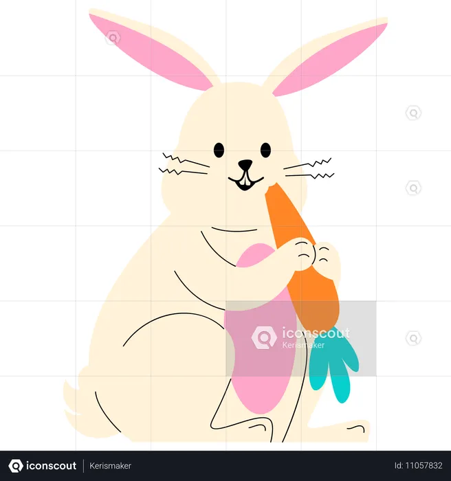 Bunny Eating Carrot  Illustration