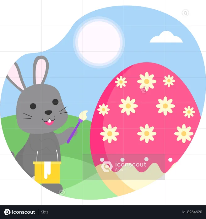 Bunny painting egg  Illustration