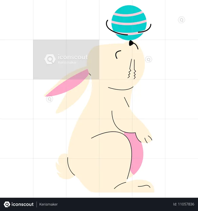 Bunny Tricking Ball  Illustration