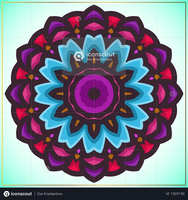 Farbenfrohe Mandala-Kunst mit Blumenmotiven  Illustration