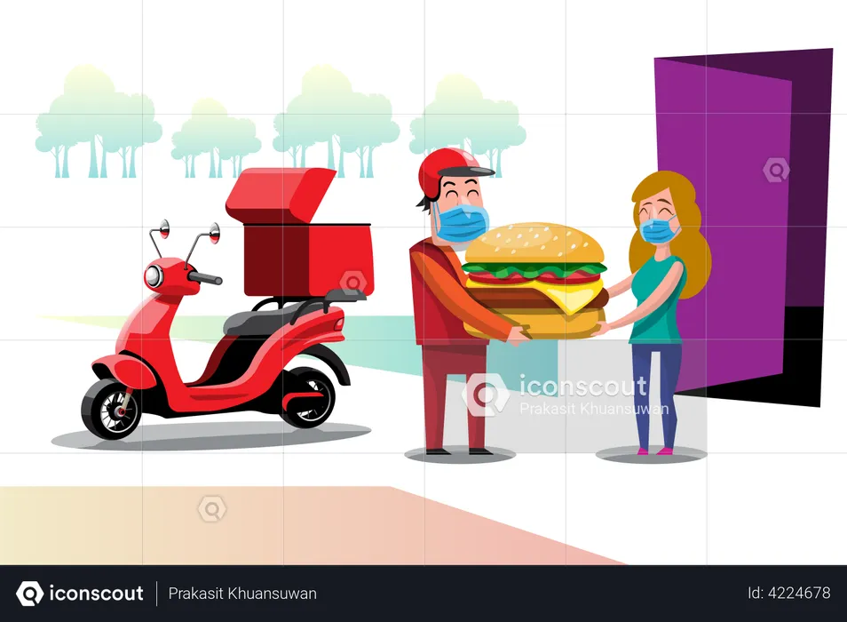 Burger delivery to home  Illustration