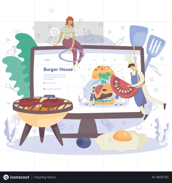 Service en ligne de burger house  Illustration