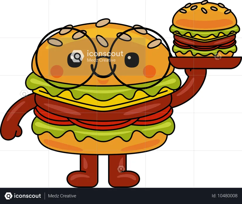 Burger Mascot holding burger  Illustration