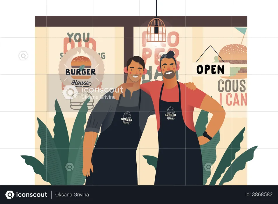 Burger Shop Owners  Illustration