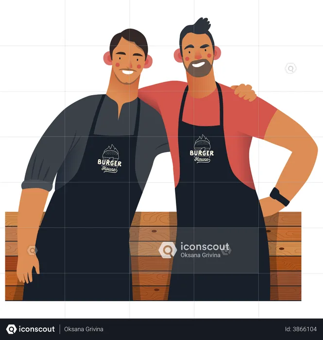 Burger Shop Owners  Illustration