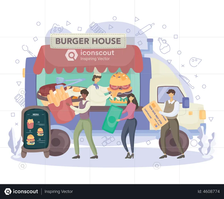 Burger Stall  Illustration