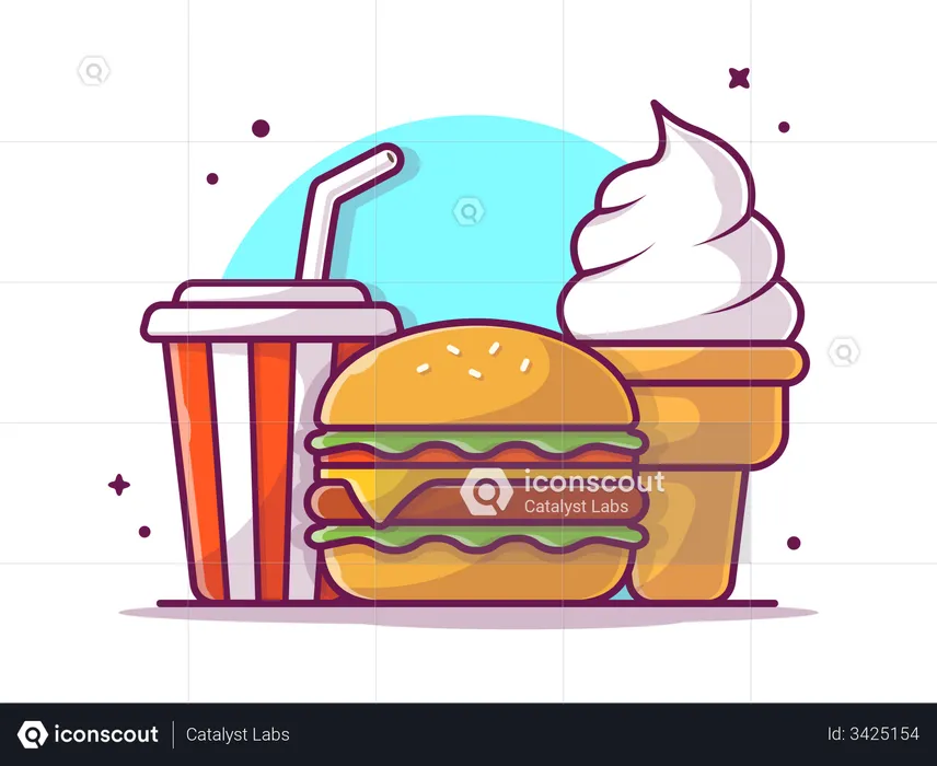 Burger with softy  Illustration